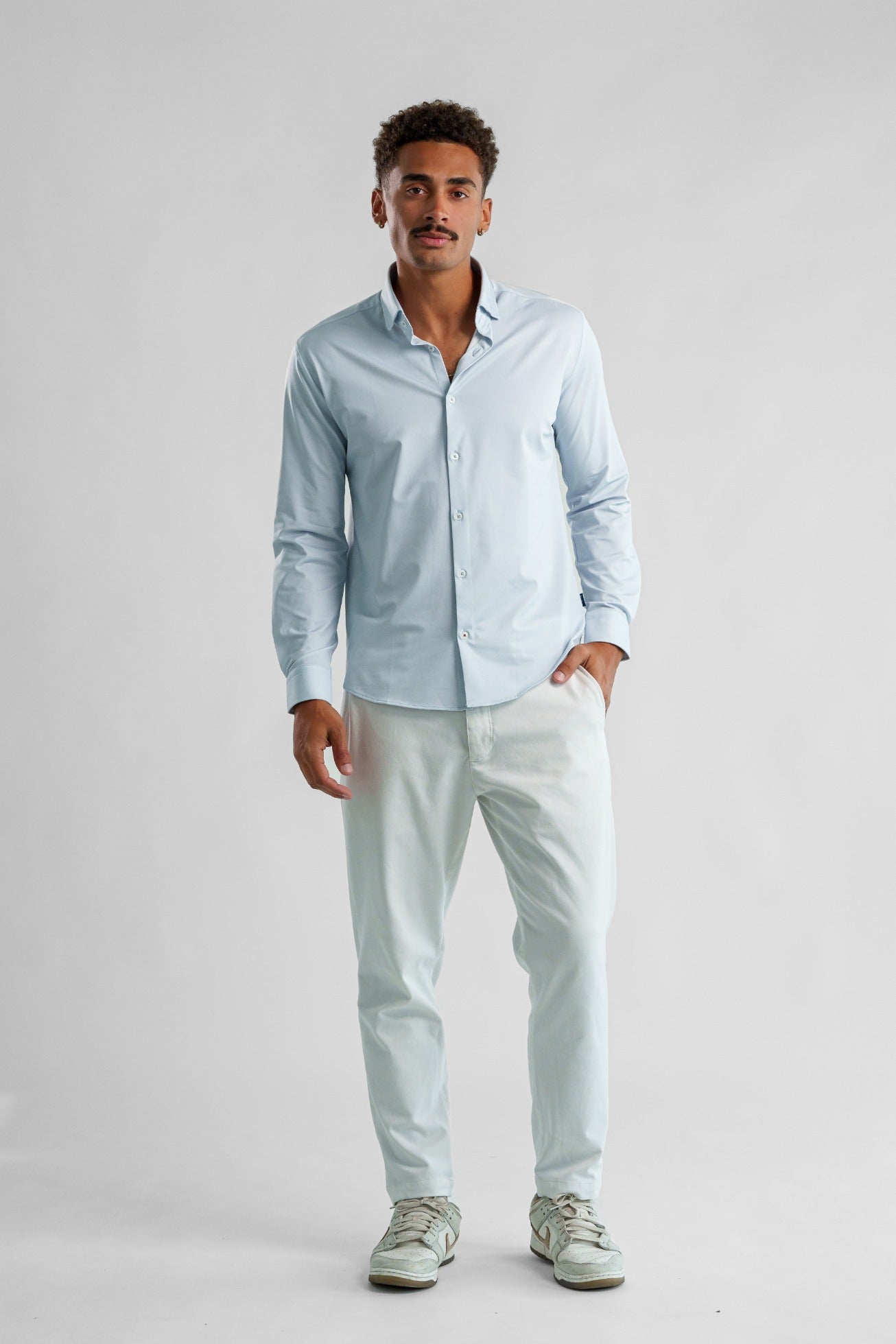 APEX - Light Blue Birdseye Long Sleeve Shirt