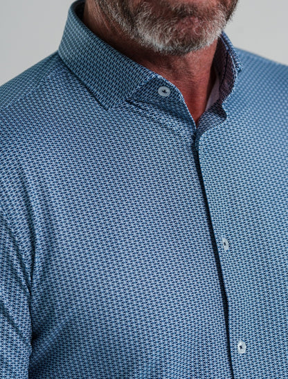 APEX - Dark Navy Clasp Geometric Shirt