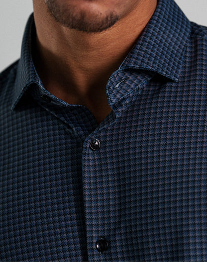 APEX -  Dark Grey Micro Houndstooth Shirt