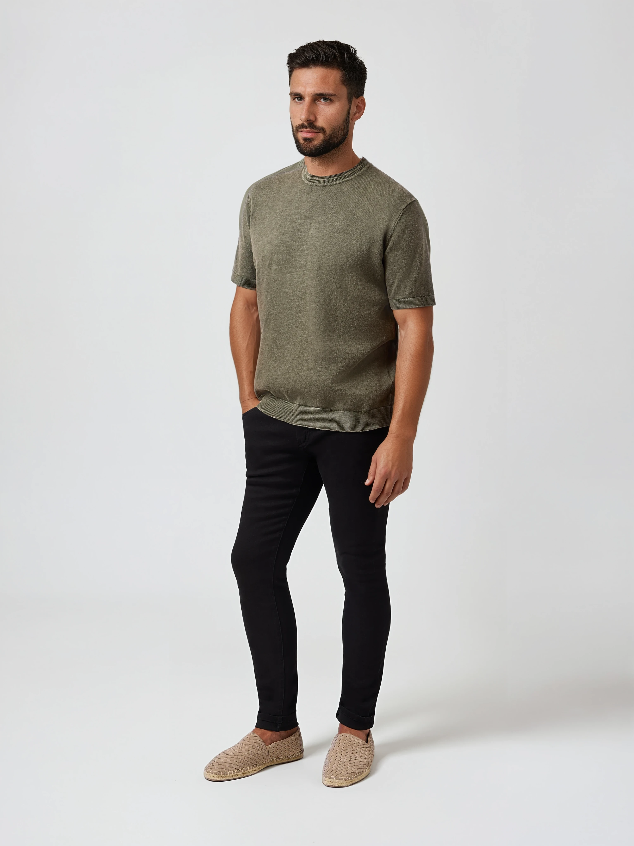 SEAMIST - Medium Green Washed Knit Tee