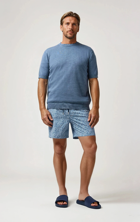 HELIOS - Light Blue Micro Floral Swim Shorts