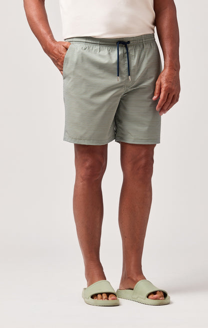 HELIOS - Olive Striped Swim Shorts