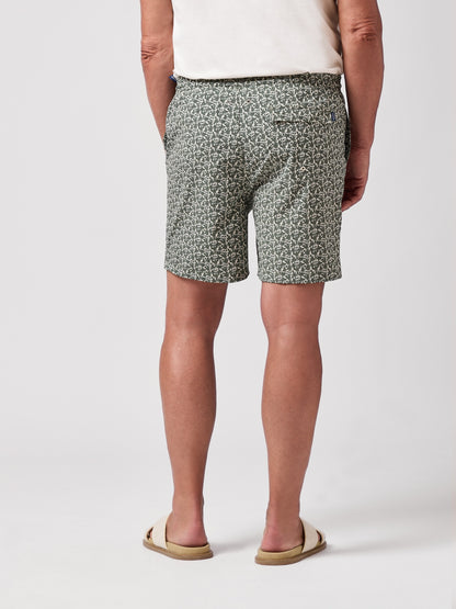 HELIOS - Olive Skull Floral Swim Shorts