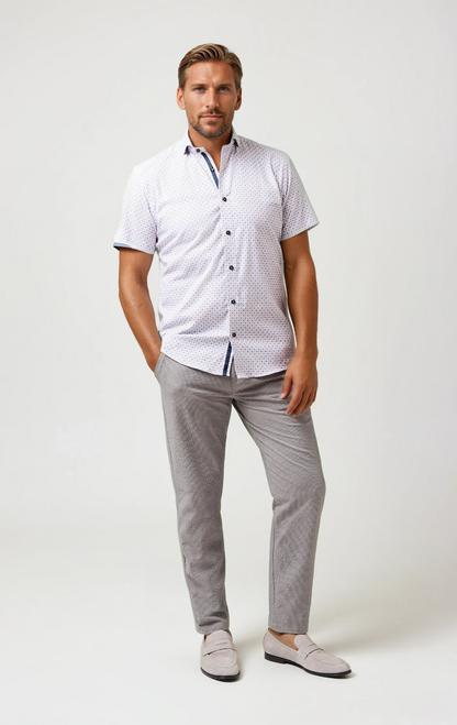 NOVA - Light Blue Piazza Print Shirt