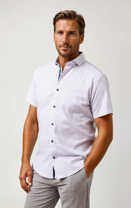 NOVA - Light Blue Piazza Print Shirt