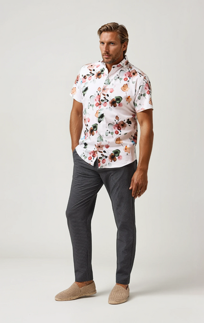 NOVA - White Watercolor Floral Shirt