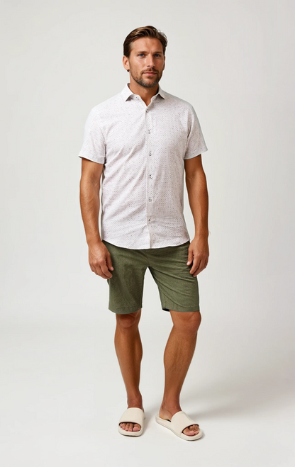 BUONASERA - Beige Heirloom Geo Linen Shirt