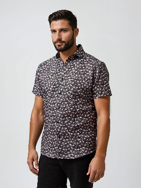 BUONASERA - Black Flamingo Affair Linen Shirt