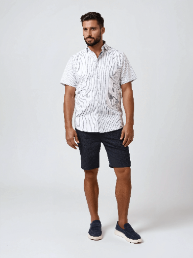 NOVA - White Striped Stretch Shirt
