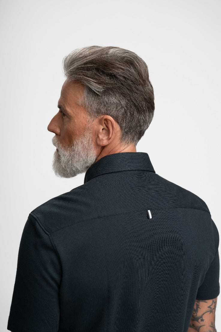 Stone Rose Men's Solid Technical Piqu Knit Short Sleeve Button-Up Shirt - Black - Casual shirts Stone Rose Men's Solid Technical Piqu Knit Short Sleeve Button-Up Shirt - Black - Casual shirts