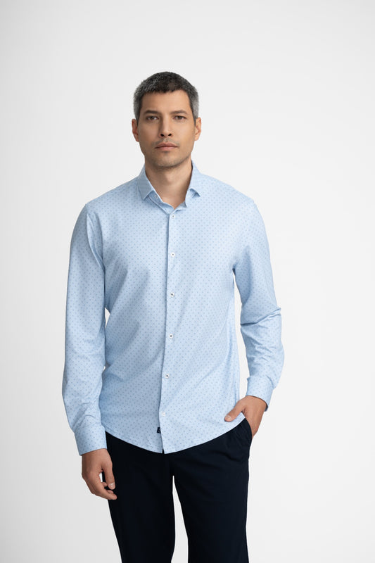 APEX - Light Blue Circular Print Shirt