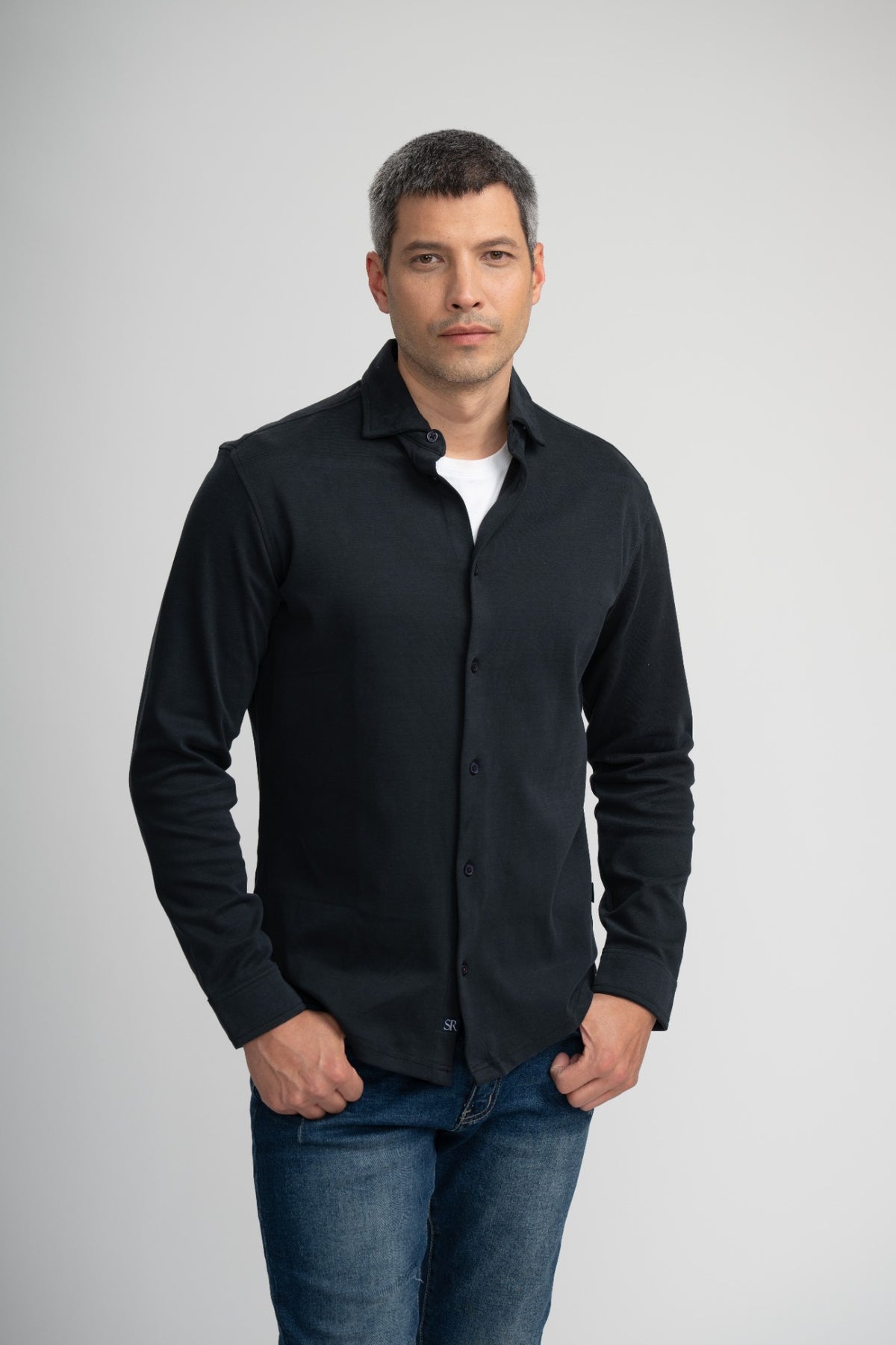 AERIS - Black Peached Fleece Shirt