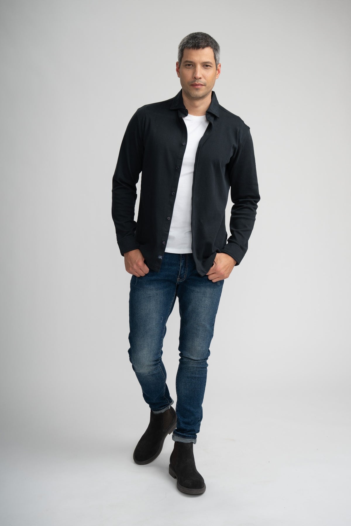 AERIS - Black Peached Fleece Shirt