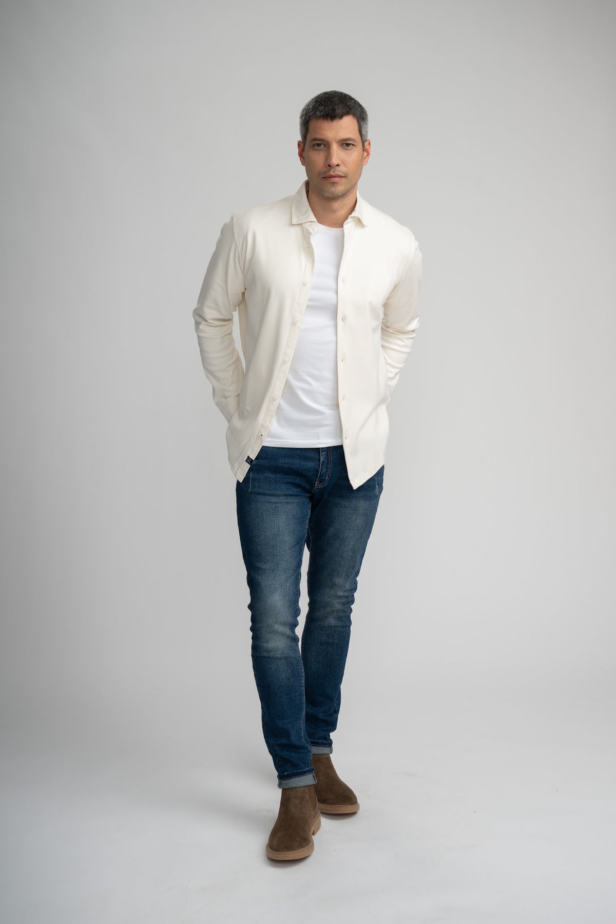 AERIS - Light Beige Peached Fleece Shirt