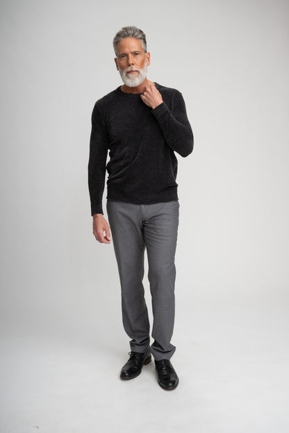 BAYVIEW - Black Chenille Crewneck Sweater