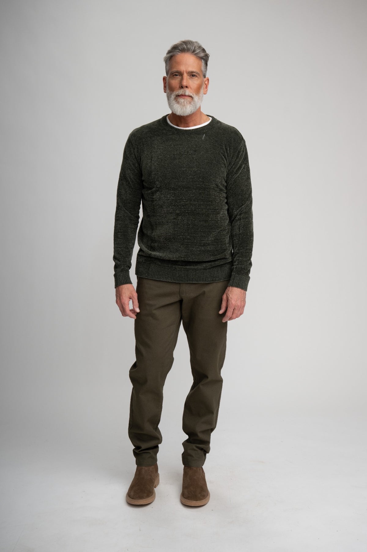 BAYVIEW- Dark Green Chenille Crewneck Sweater