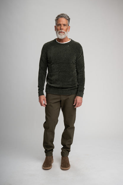 BAYVIEW- Dark Green Chenille Crewneck Sweater