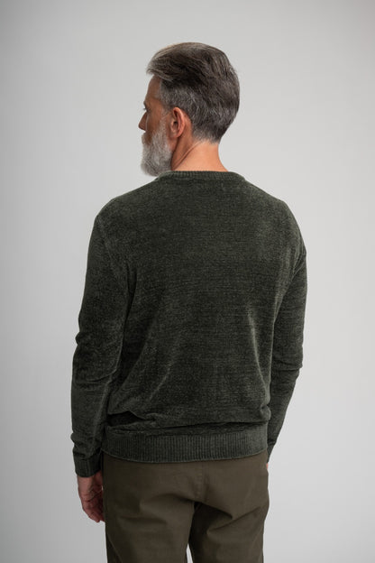 BAYVIEW- Dark Green Chenille Crewneck Sweater