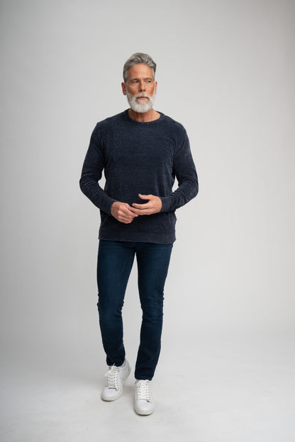 BAYVIEW - Navy Chenille Crewneck Sweater