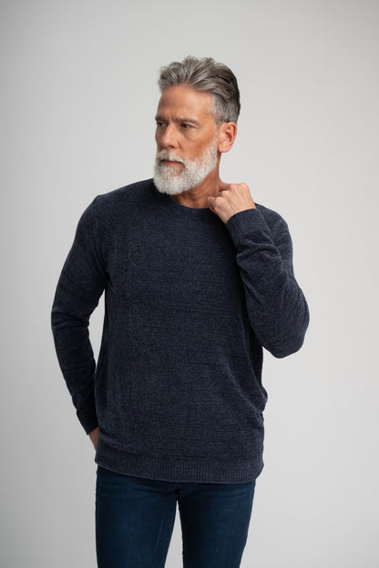 BAYVIEW - Navy Chenille Crewneck Sweater