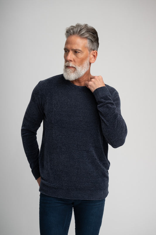 BAYVIEW - Navy Chenille Crewneck Sweater