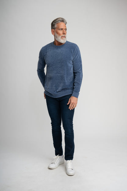BAYVIEW- Blue Chenille Crewneck Sweater