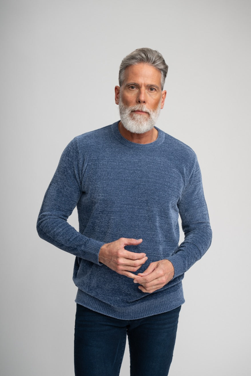 BAYVIEW- Blue Chenille Crewneck Sweater