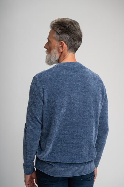 BAYVIEW- Blue Chenille Crewneck Sweater