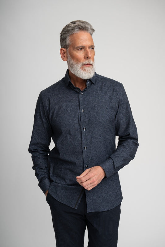 NOVA - Dark Denim Vine Micro Print Shirt