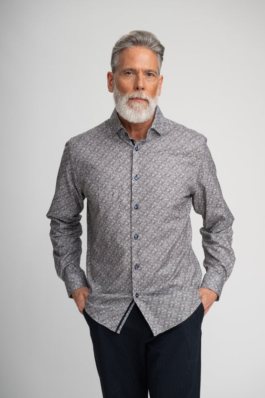 NOVA - Olive Foliage Print Shirt