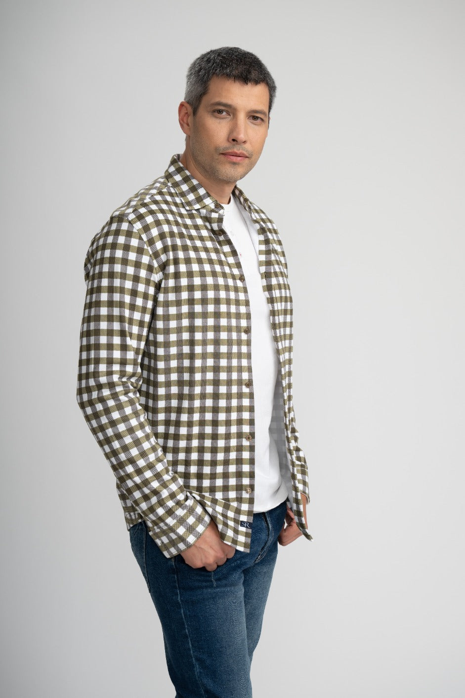 AERIS - Olive Check Peached Fleece Shirt