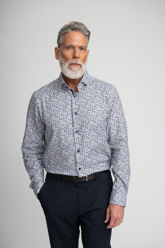 NOVA - Light Beige Micro-Floral Shirt