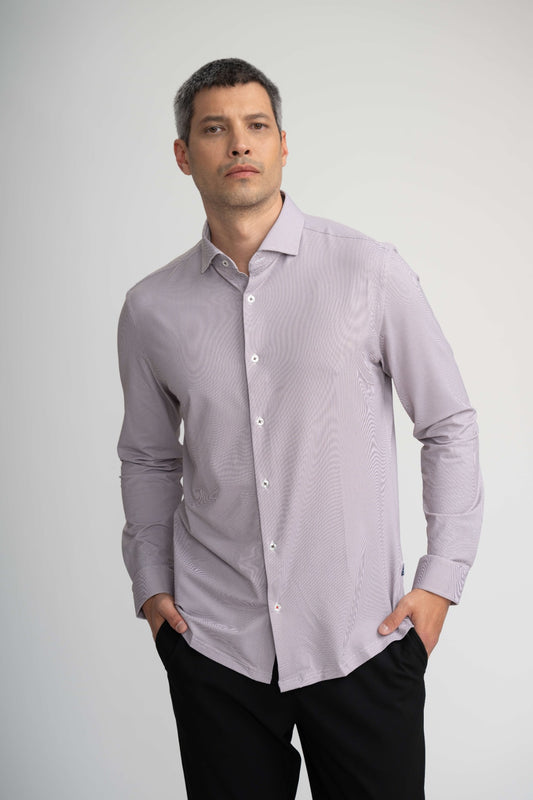 APEX - Dark Brown Birdseye Long Sleeve Shirt