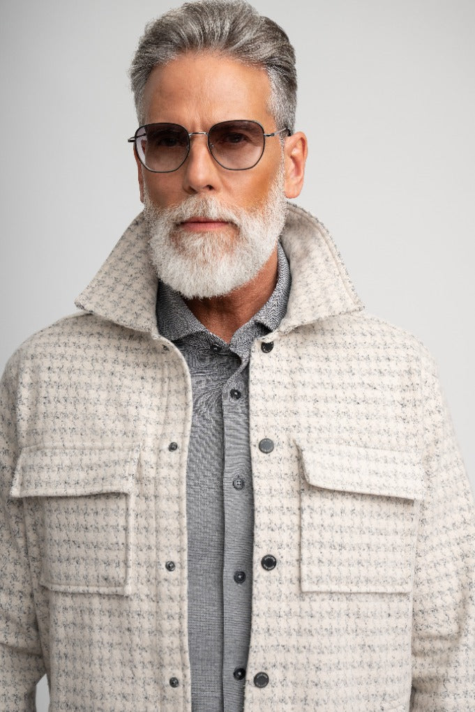 HUNTER - Light Beige Knit Houndstooth Jacket