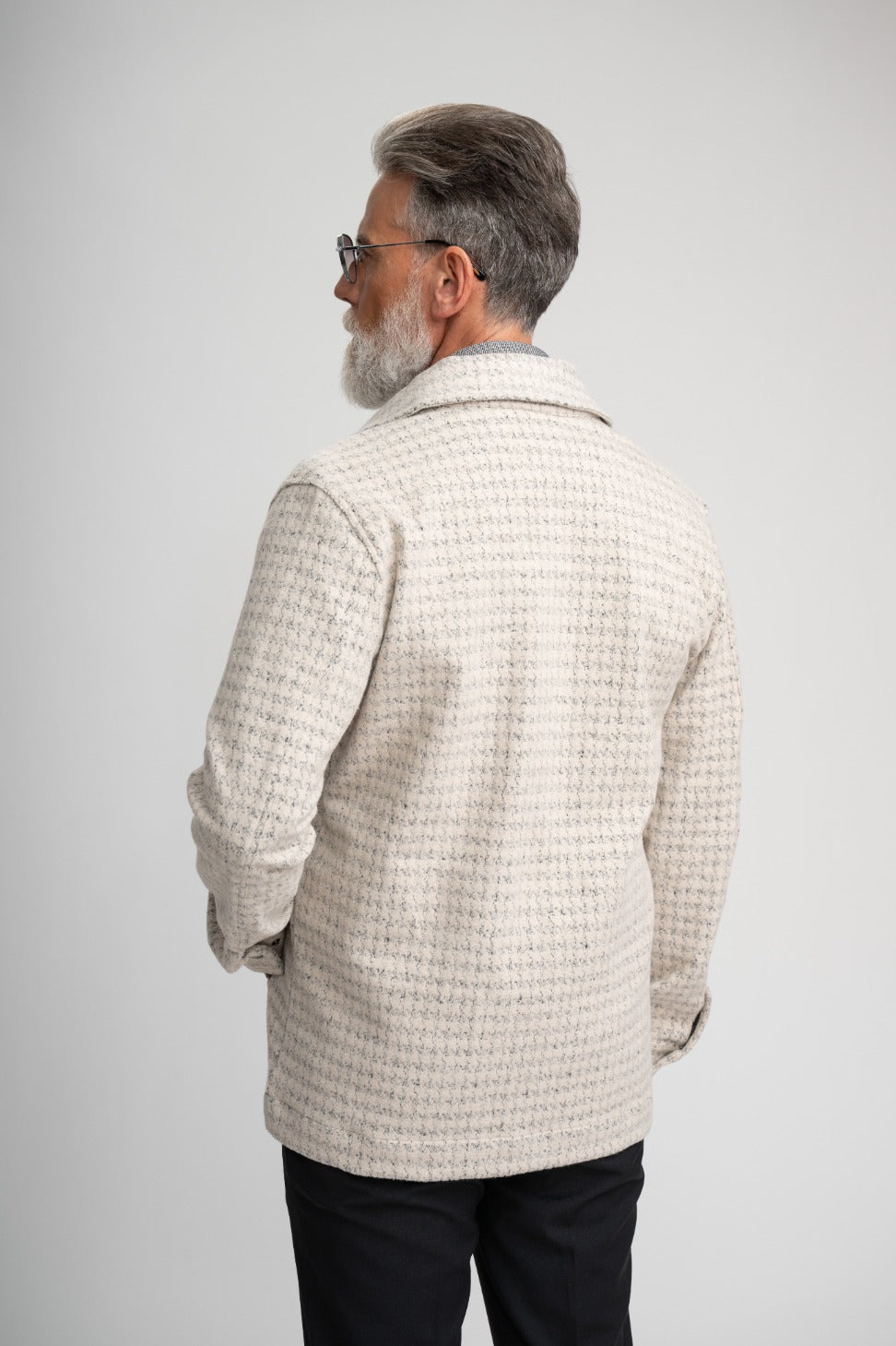 HUNTER - Light Beige Knit Houndstooth Jacket