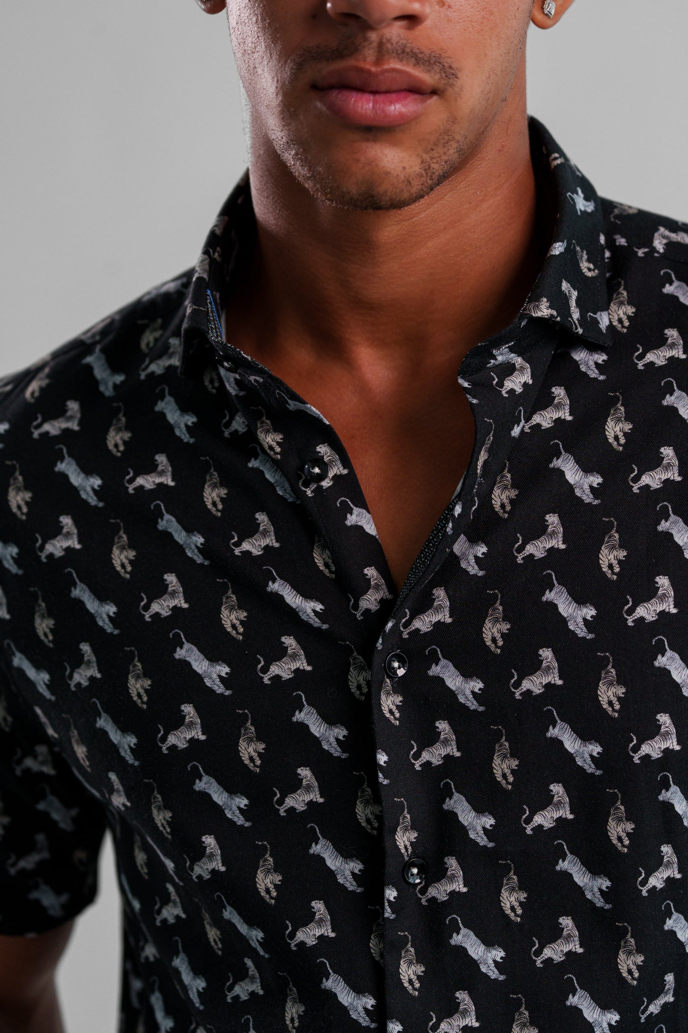cat print dress shirt NOVA Big Cat Shirt Men's Printed Button-Down