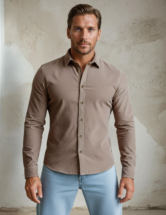 TRAVERSE - Dark Pink Corduroy Shirt