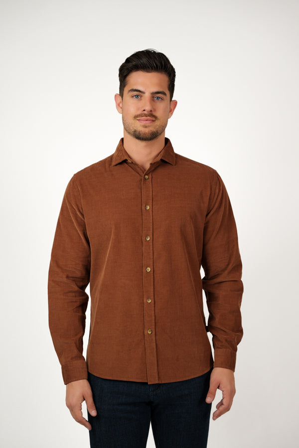 TRAVERSE - Medium Brown Corduroy Shirt