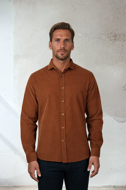 TRAVERSE - Medium Brown Corduroy Shirt