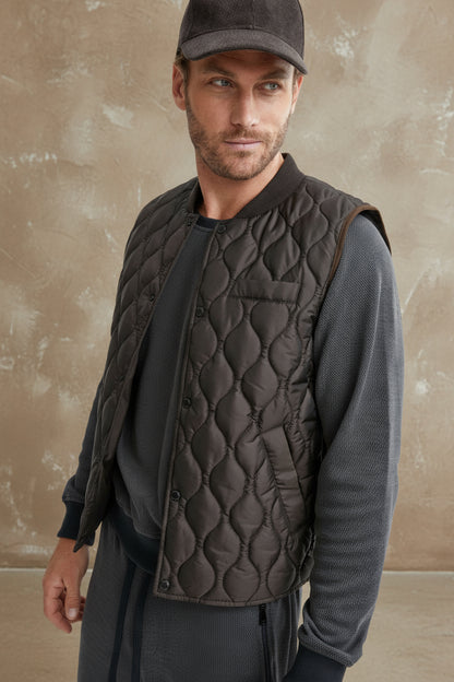 Olive Quilted Puffer Vest