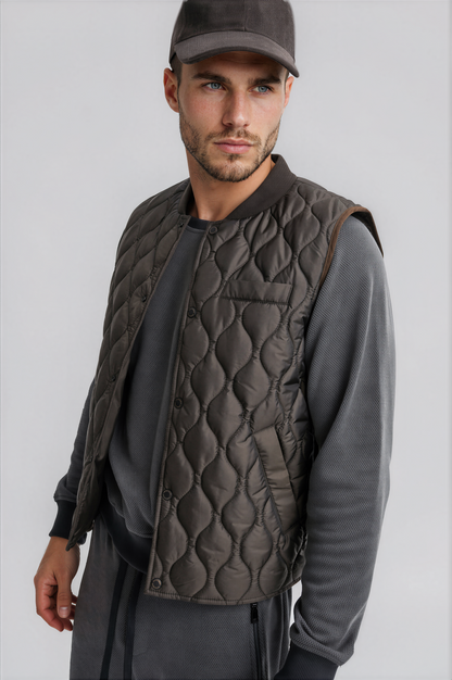 Olive Quilted Puffer Vest