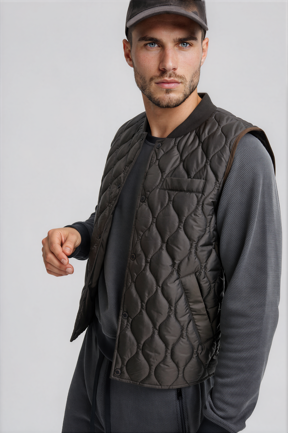 Olive Quilted Puffer Vest