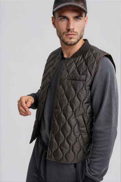 Olive Quilted Puffer Vest