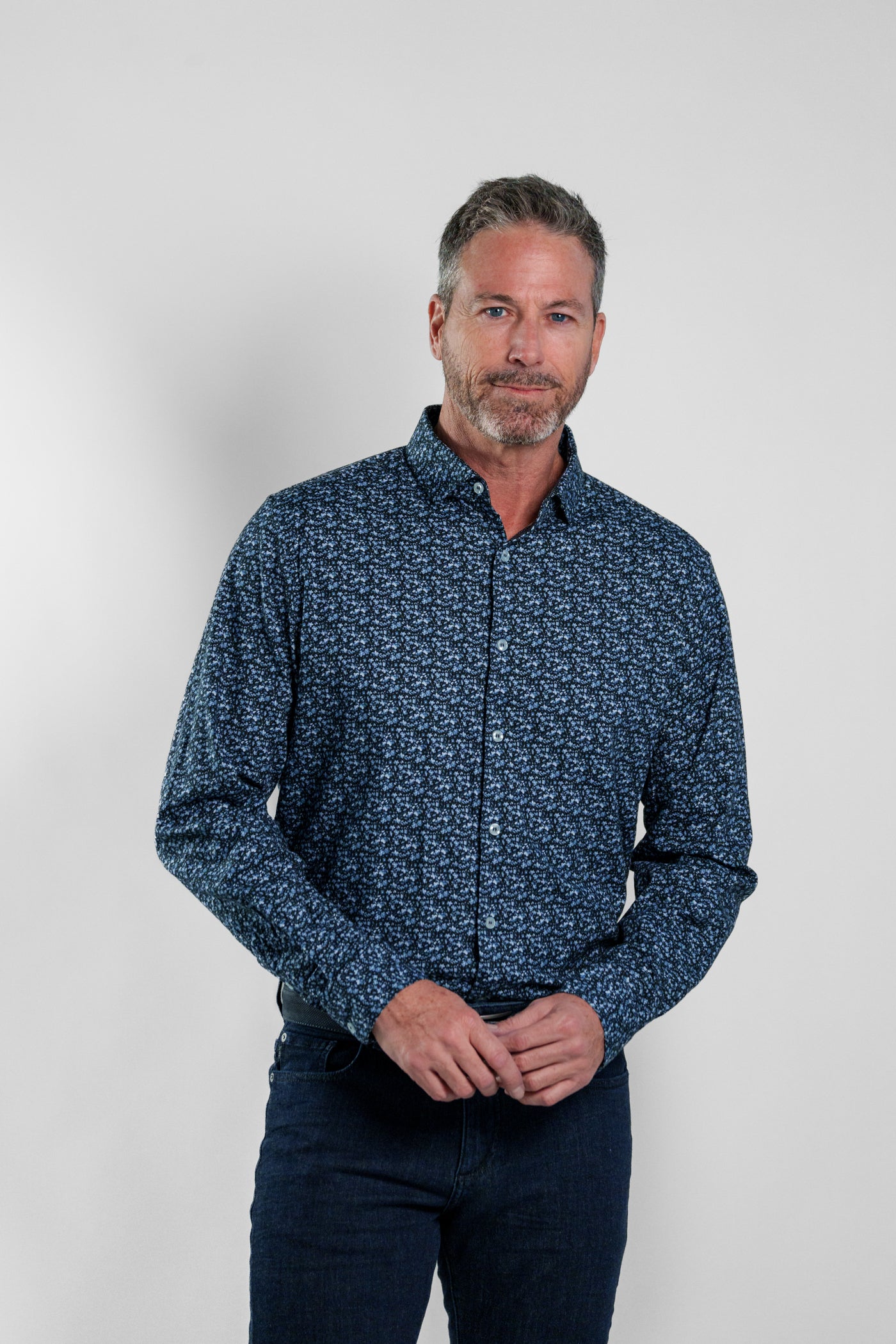NOVA - Blue Shadow Ditsy Long Sleeve Shirt