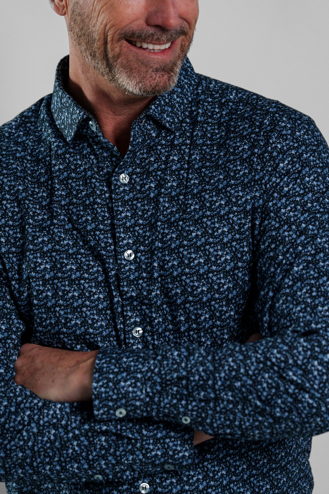 NOVA - Blue Shadow Ditsy Long Sleeve Shirt