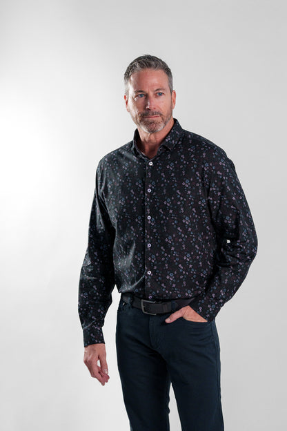 NOVA - Black Floral Long Sleeve Shirt
