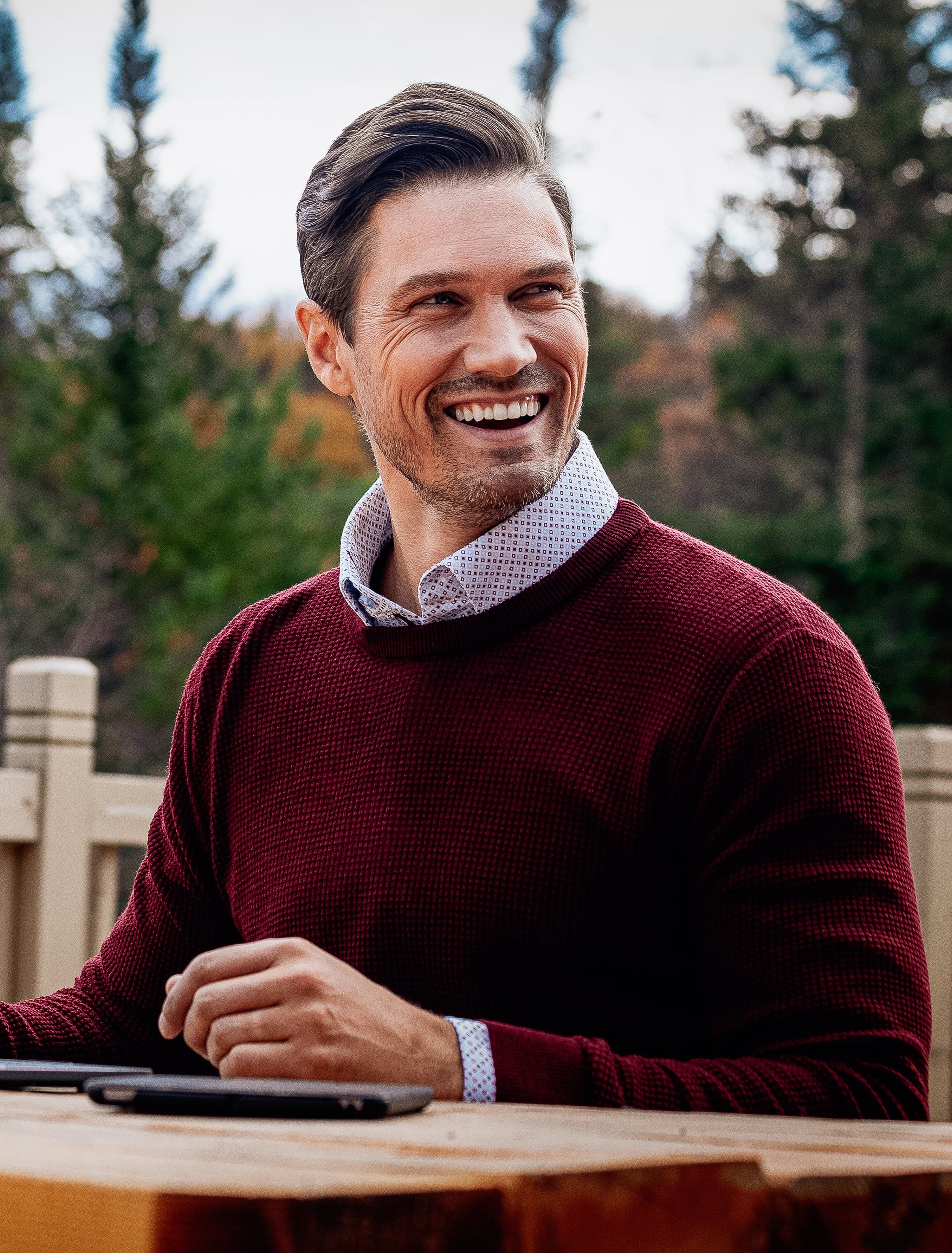 Burgundy Waffle Sweater – Stone Rose