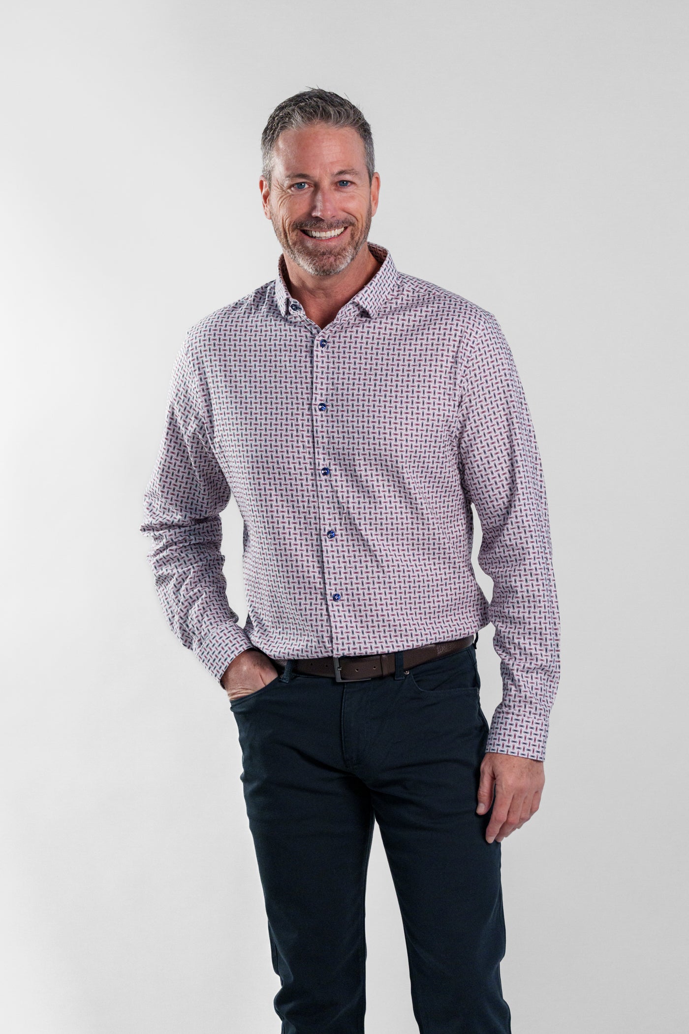 NOVA - Navy Wireframe Long Sleeve Shirt