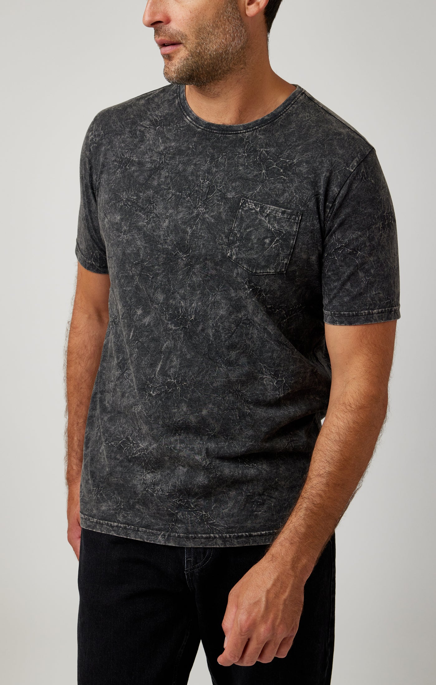 Black Acid Wash Crewneck Tee