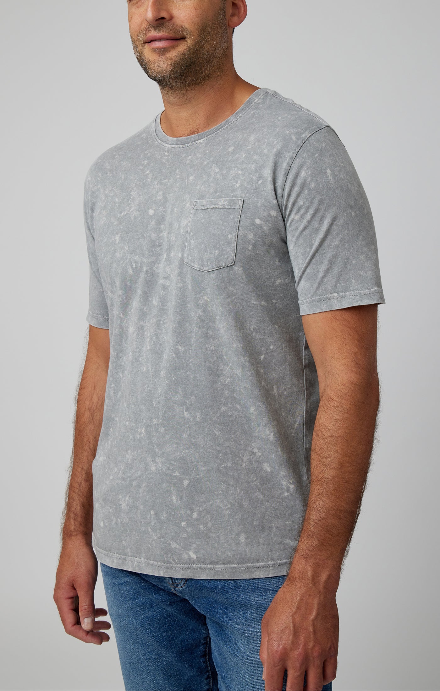 Premium Grey Acid Short Sleeve Crewneck T-Shirt for Men | Stone Rose